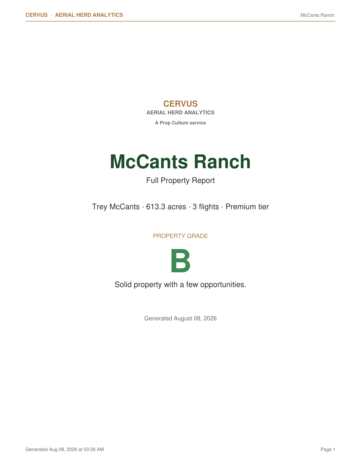 Sample Cervus property report cover